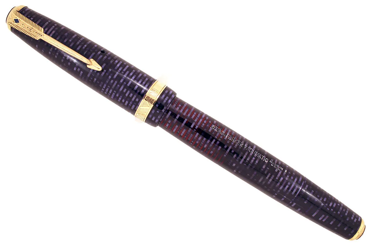 1941 PARKER AZURE PEARL DOUBLE JEWEL VACUMATIC FOUNTAIN PEN LONG MAJOR SIZE RESTORED