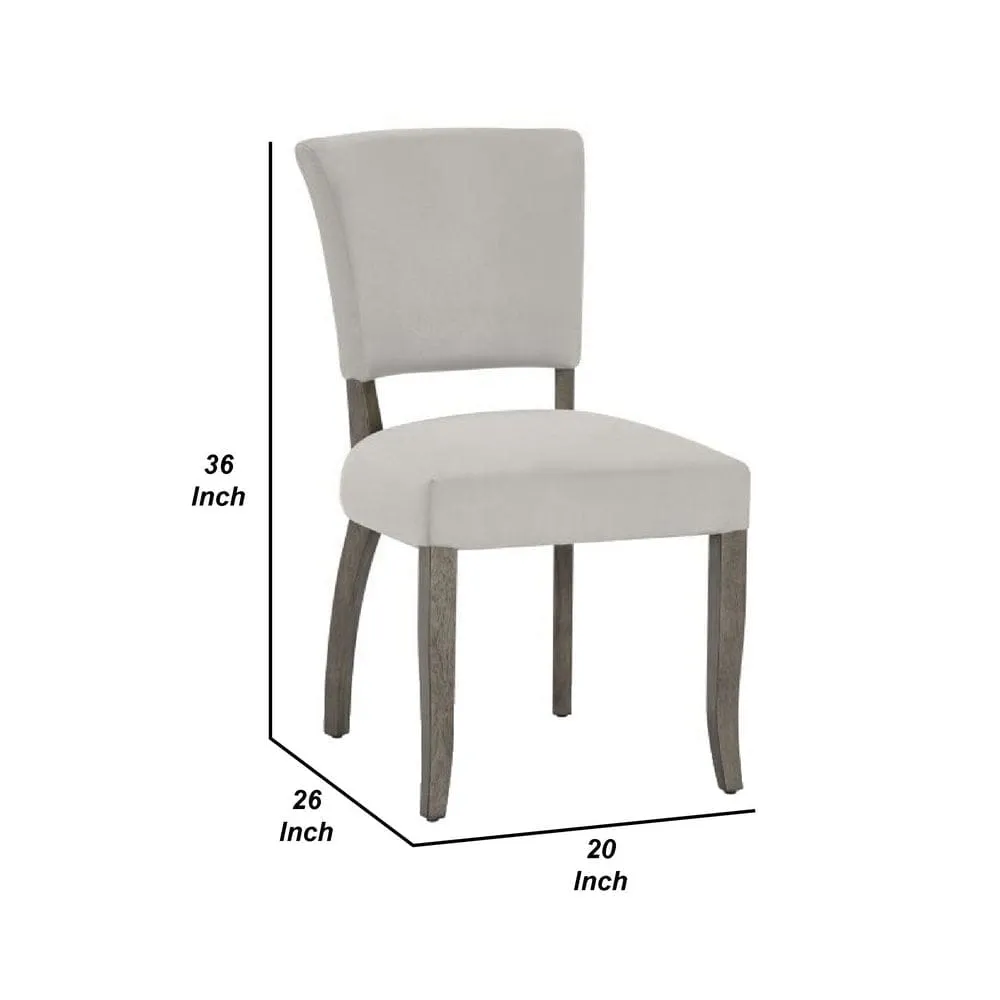 20 Inch Upholstered Solid Timber Flared Dining Chair, Set of 2, Light Gray By Casagear Home