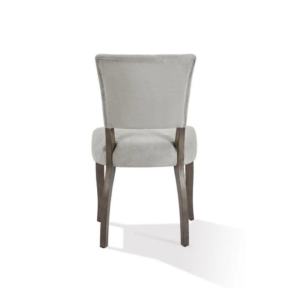 20 Inch Upholstered Solid Timber Flared Dining Chair, Set of 2, Light Gray By Casagear Home