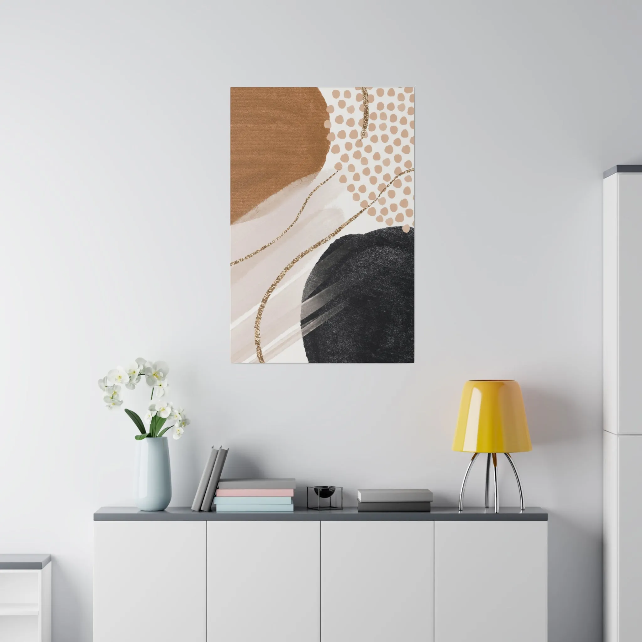 Abstract Artwork | Canvas Wall Art | Black Brown Beige