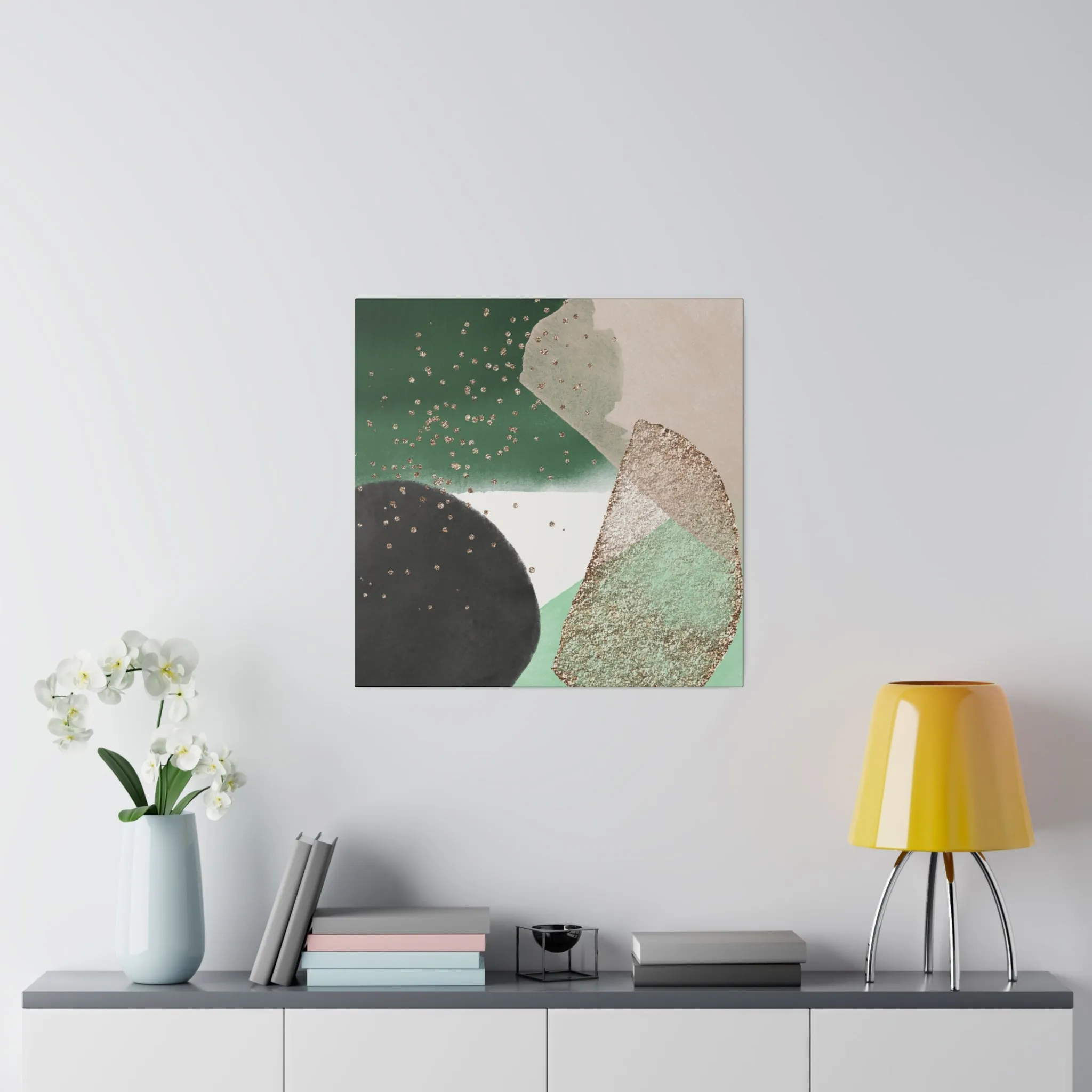 Abstract Artwork | Canvas Wall Art | Green Black Blush