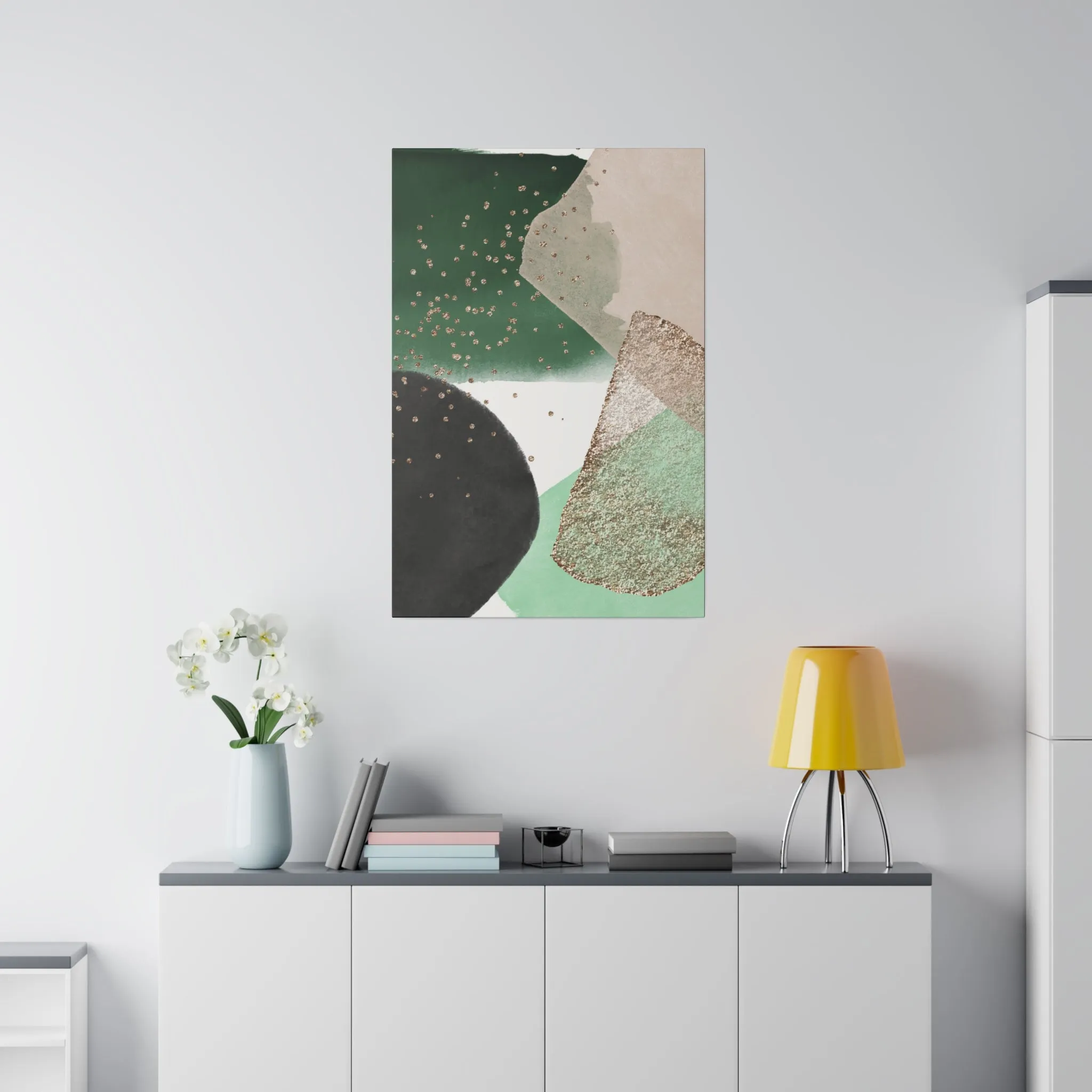 Abstract Artwork | Canvas Wall Art | Green Black Blush