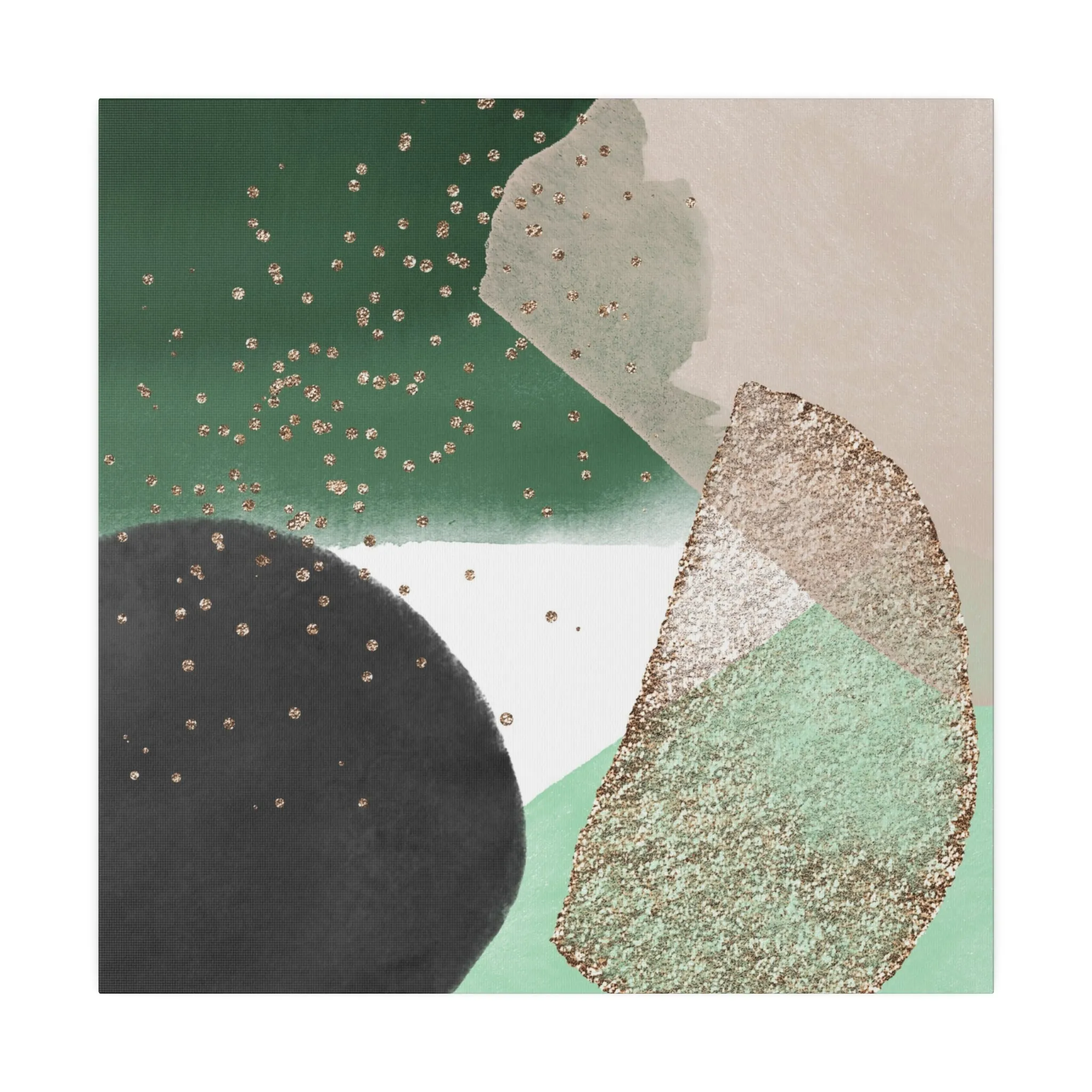 Abstract Artwork | Canvas Wall Art | Green Black Blush