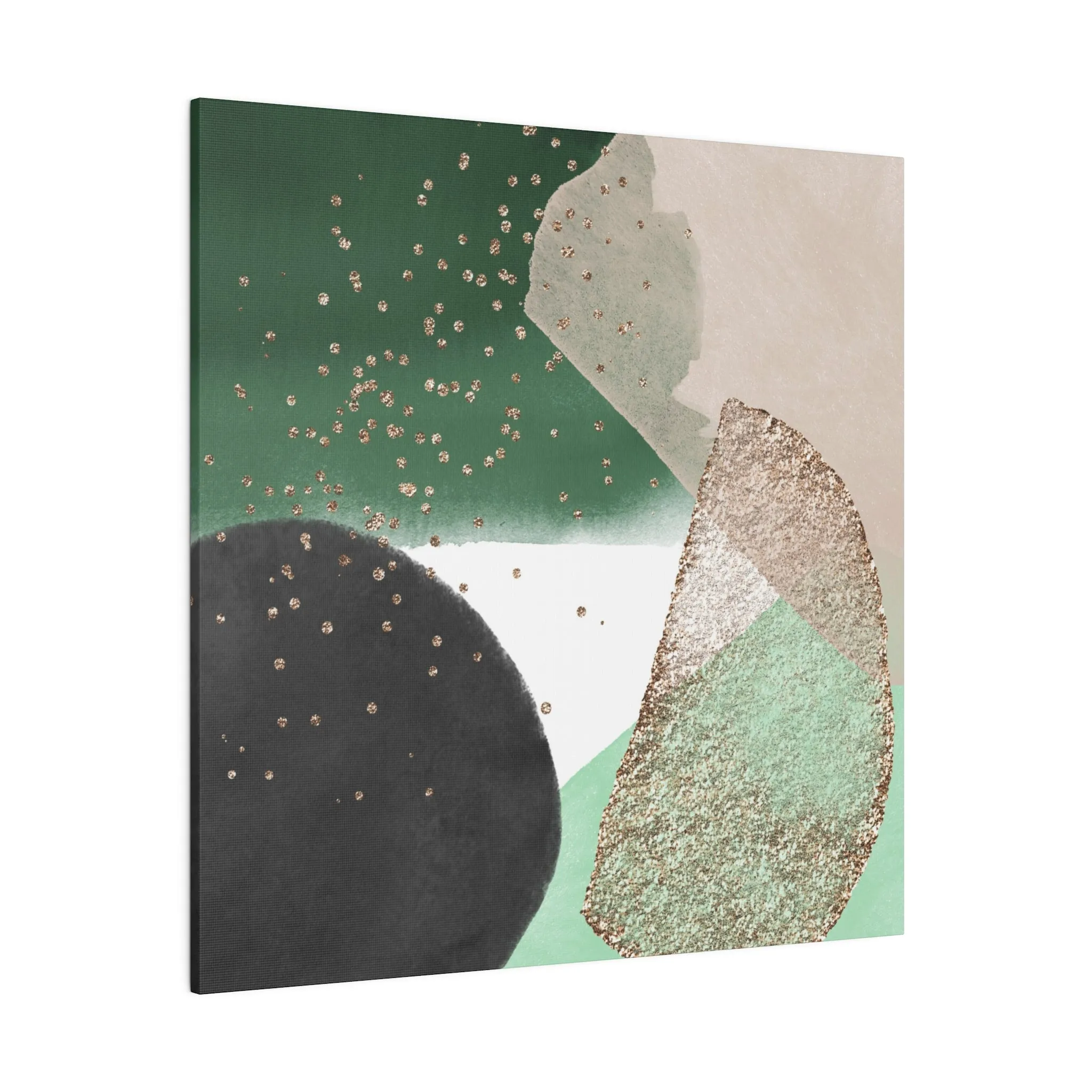 Abstract Artwork | Canvas Wall Art | Green Black Blush