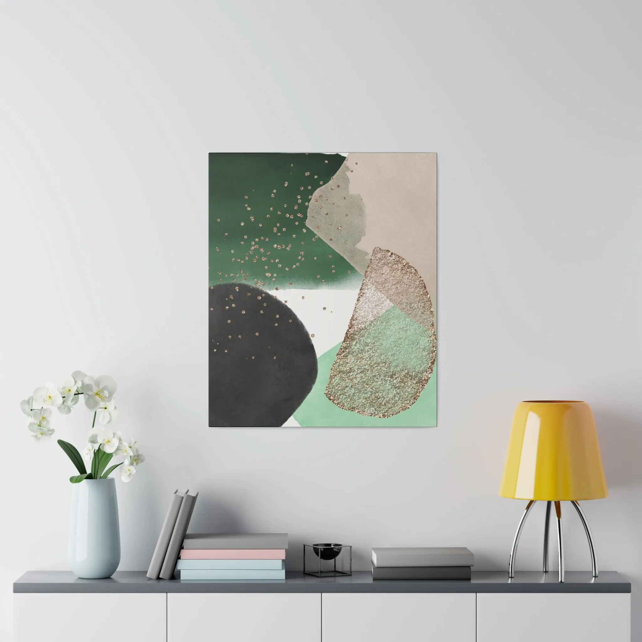 Abstract Artwork | Canvas Wall Art | Green Black Blush