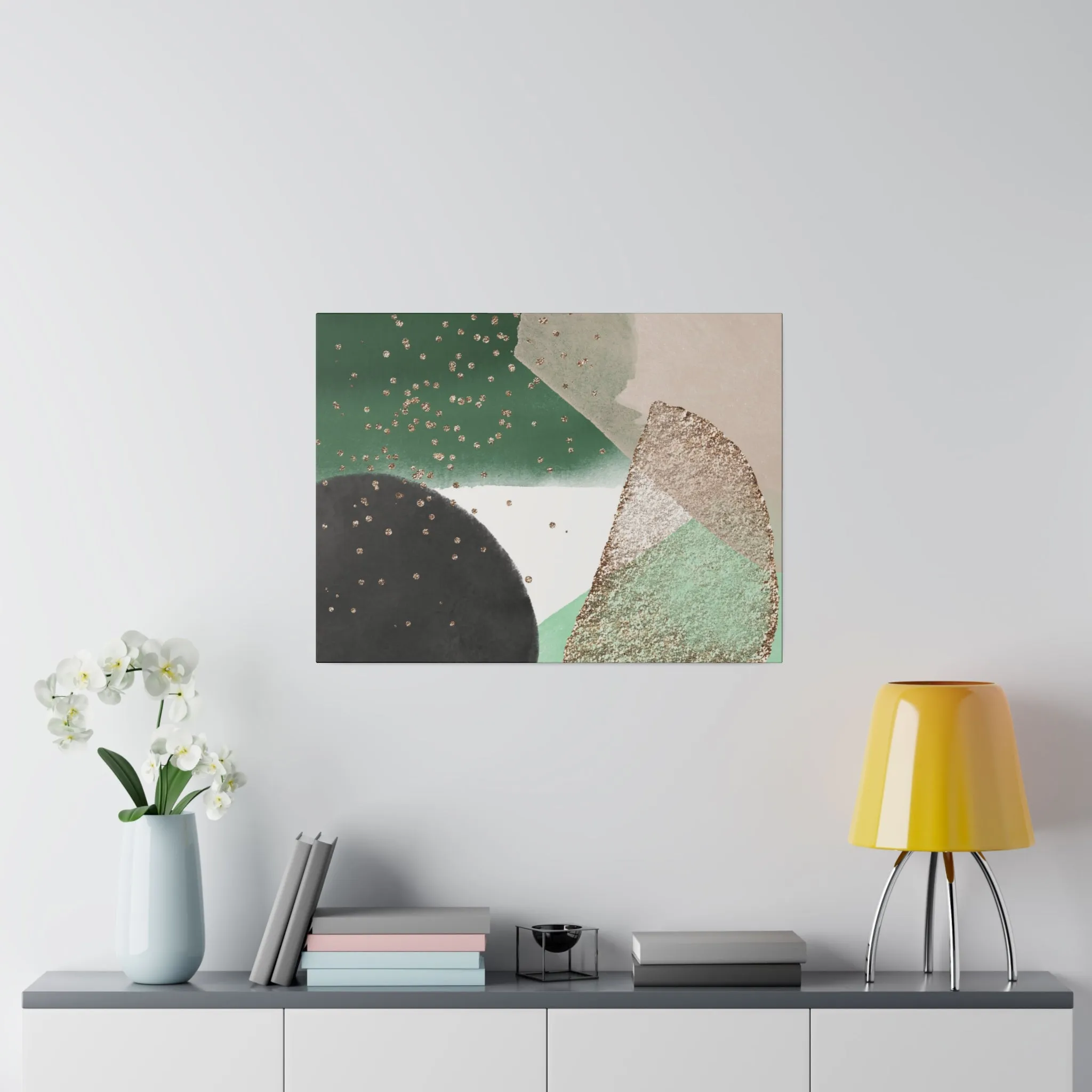 Abstract Artwork | Canvas Wall Art | Green Black Blush