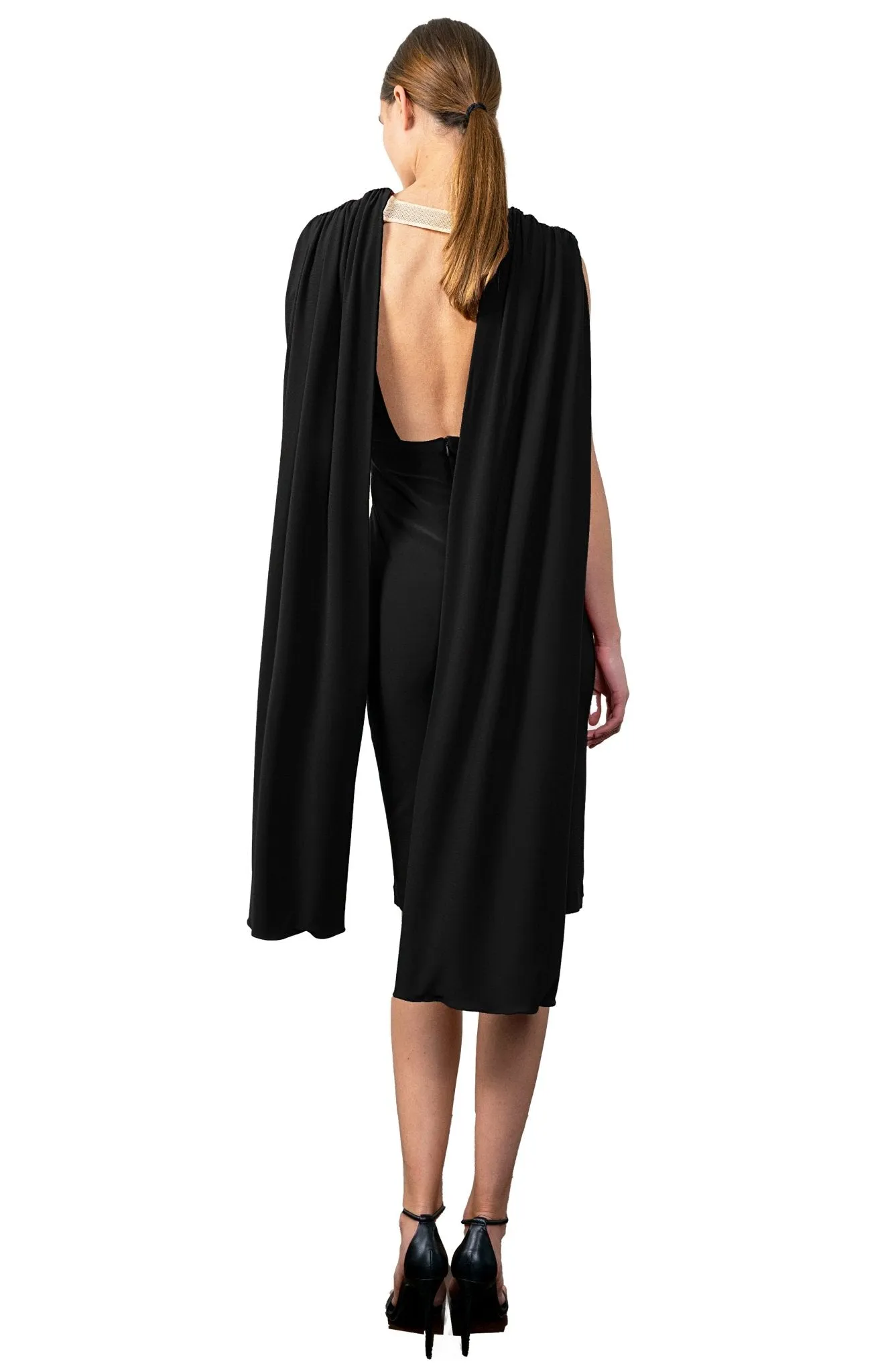 Aegea | Dramatic Cape Cocktail Dress