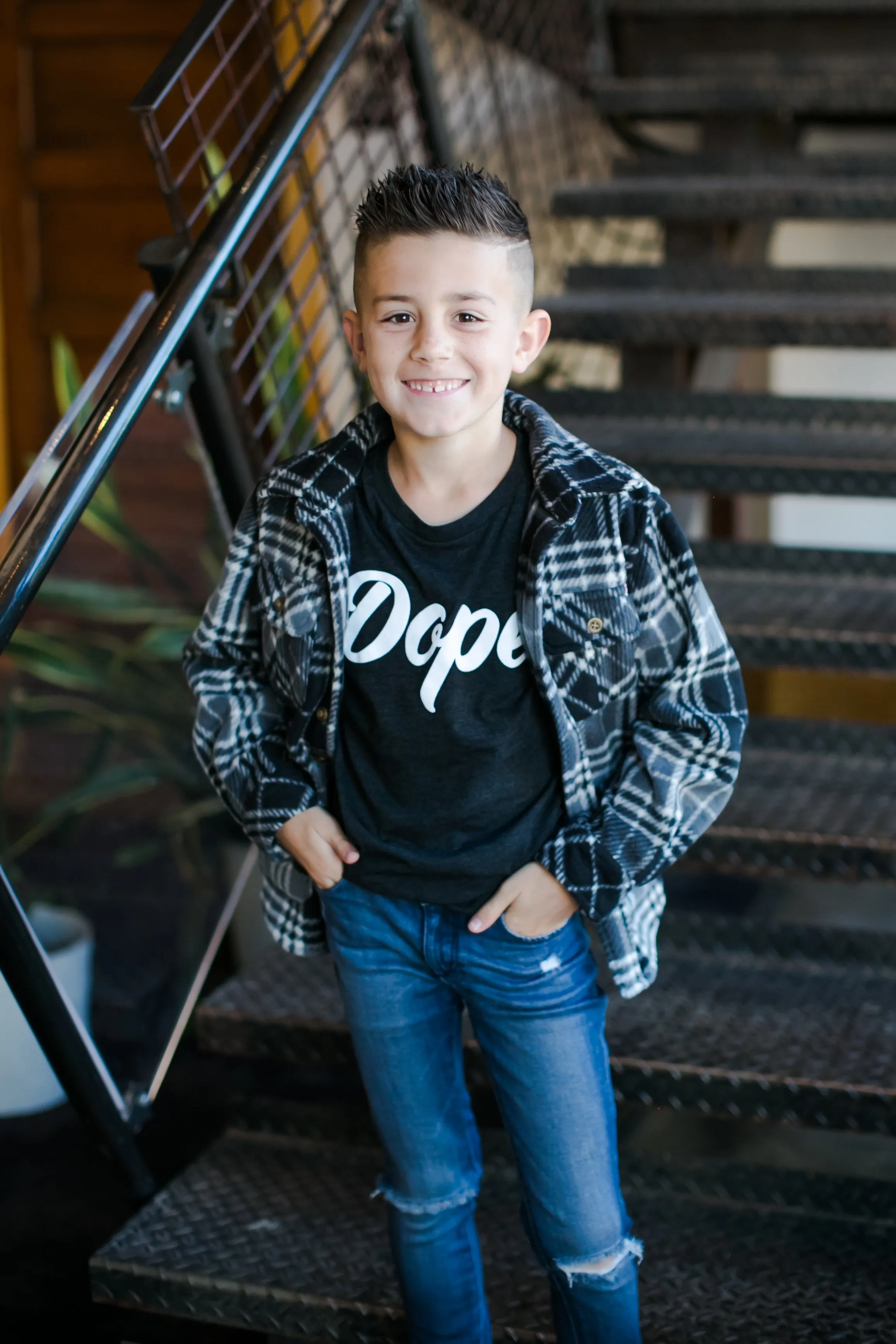 Appaman - Boys Snow Fleece Plaid Button-Up in Charcoal