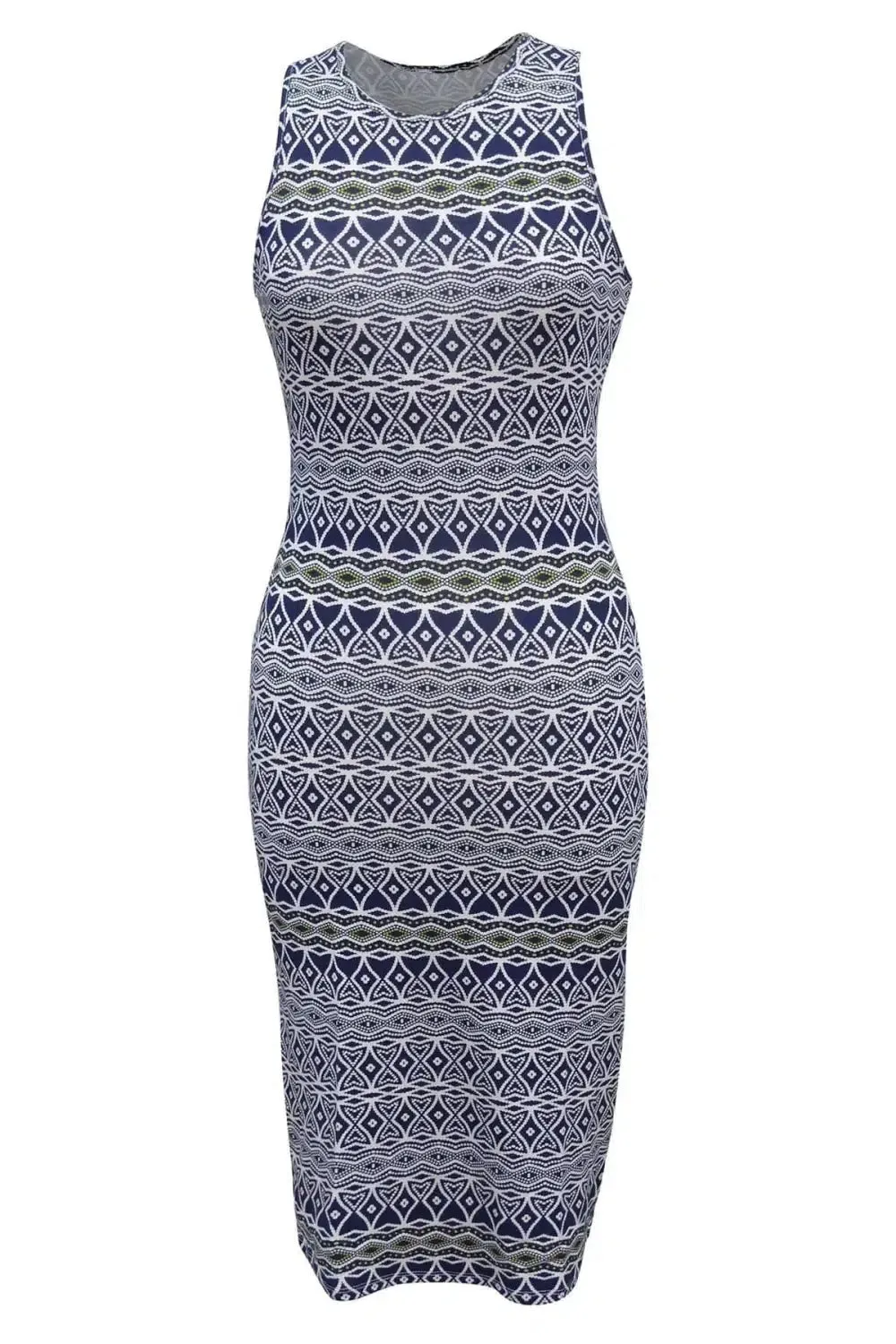 Aztec Sleeveless Midi Jersey Dress