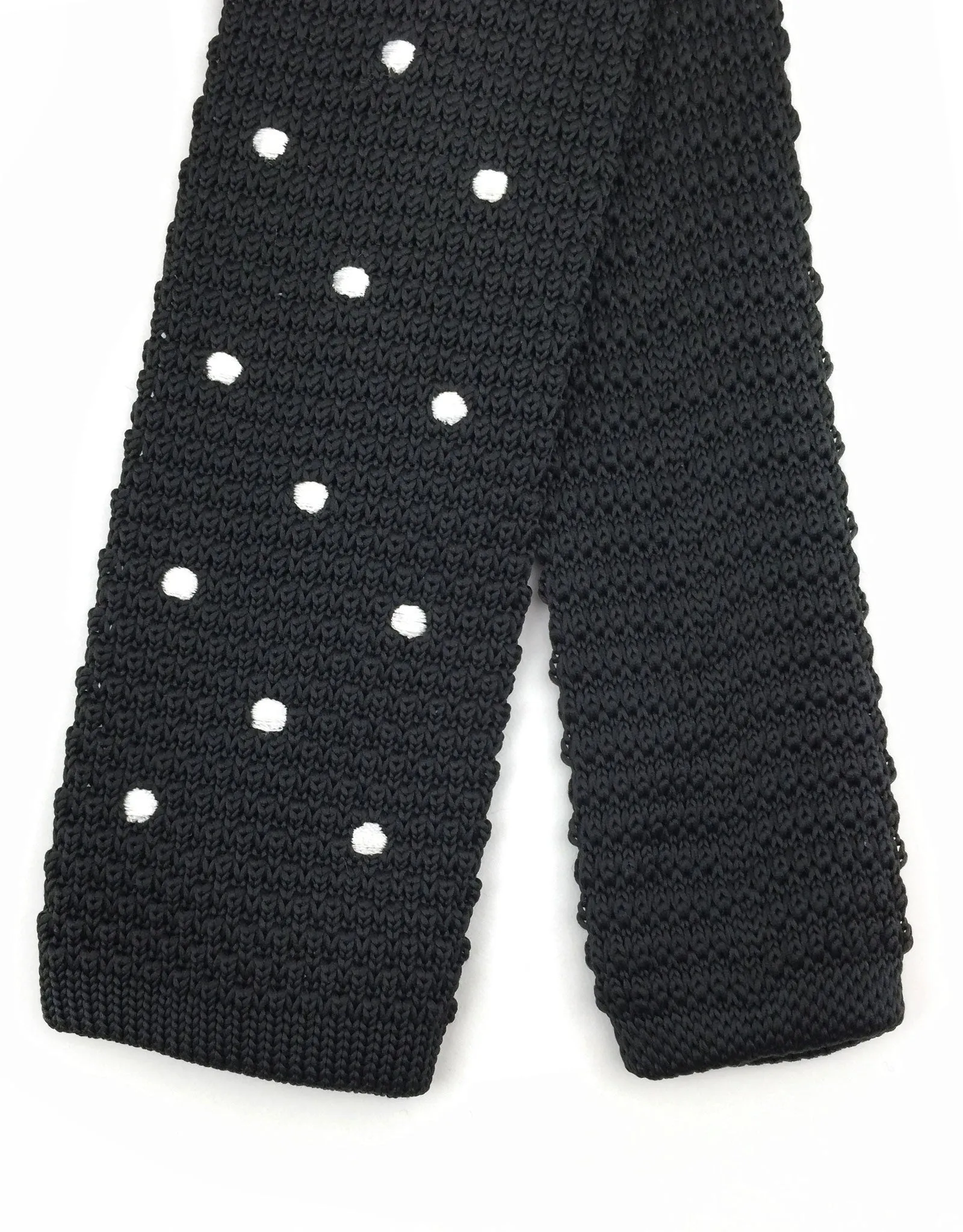 Black & White Polka Dots Skinny Knit Tie