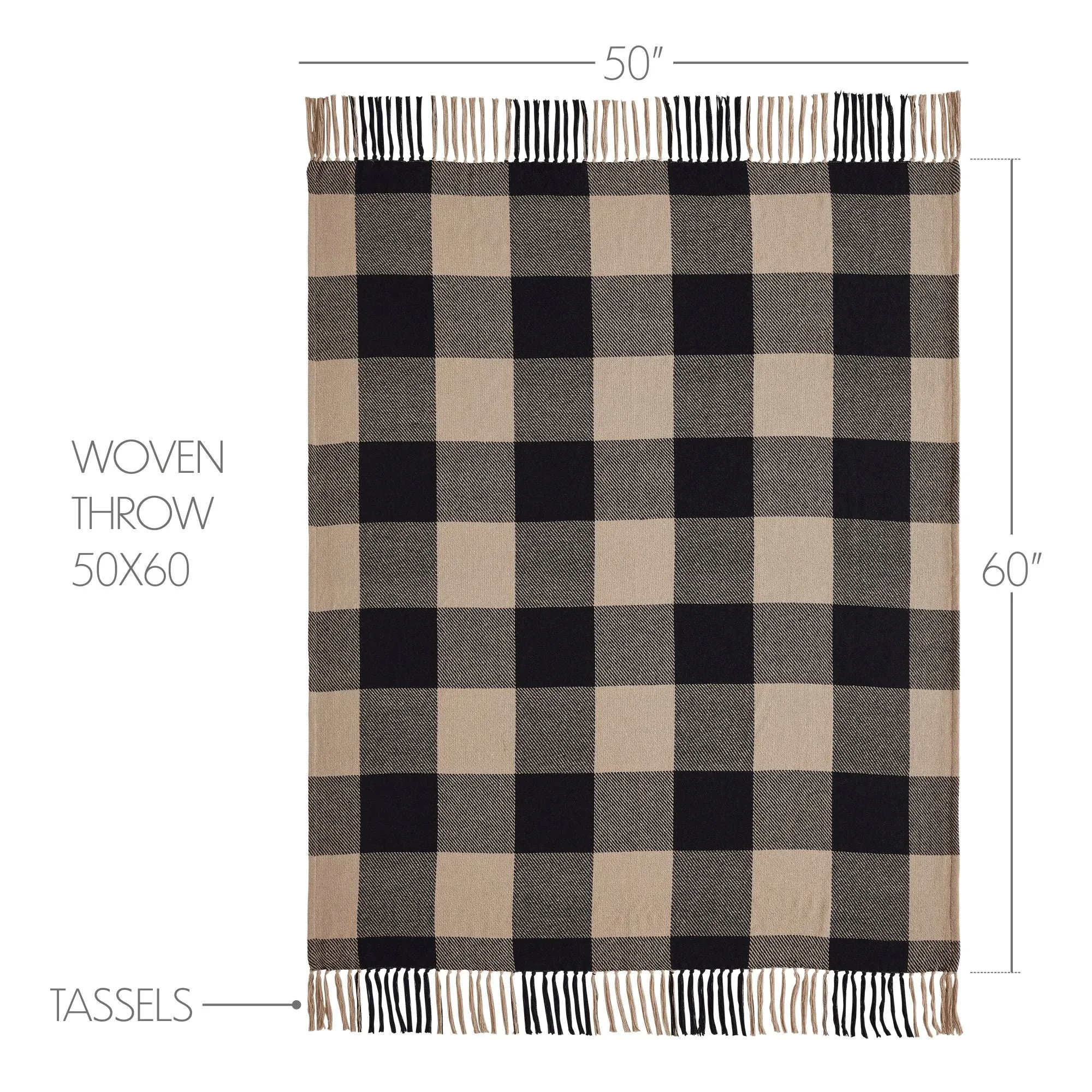 Black Check Woven Throw 50x60  **BACKORDERED UNTIL DECEMBER 2024**