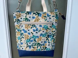 Blue Floral Rifle Paper Co Cross body Tote Bag