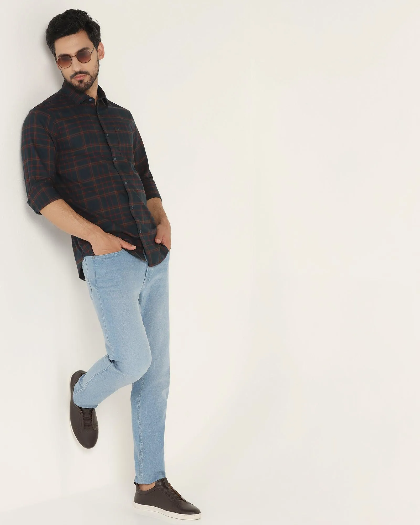 Casual Navy Check Shirt - Volta