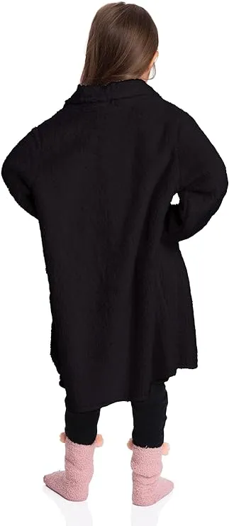 Classic Coziness: Girls Black Sherpa Jacket - Stylish Back-to-School Warmth for Little Fashionistas