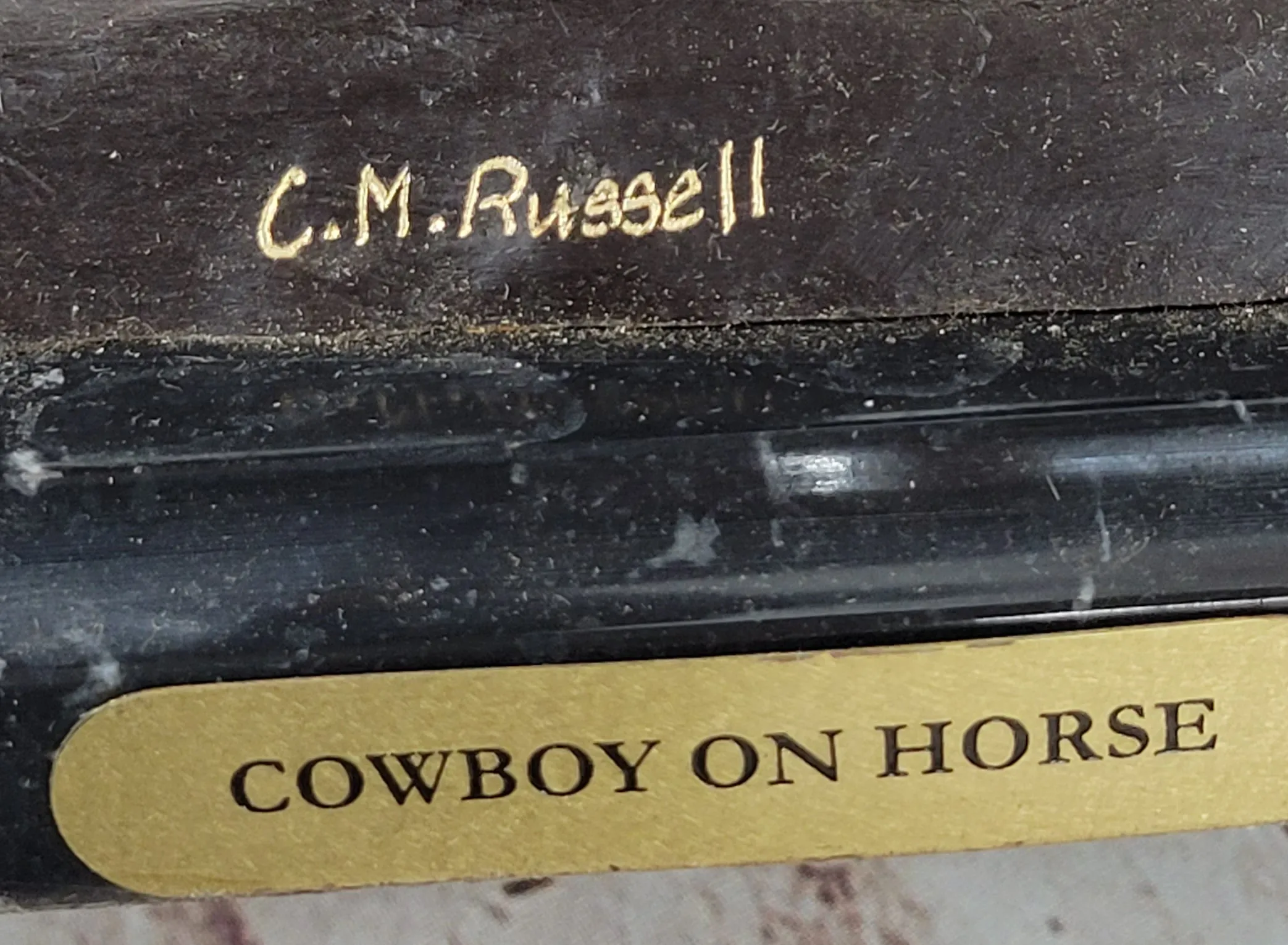 C.M. RUSSELL COWBOY RIDING HORSE Handcrafted Bronze Sculpture Statue Art Decor