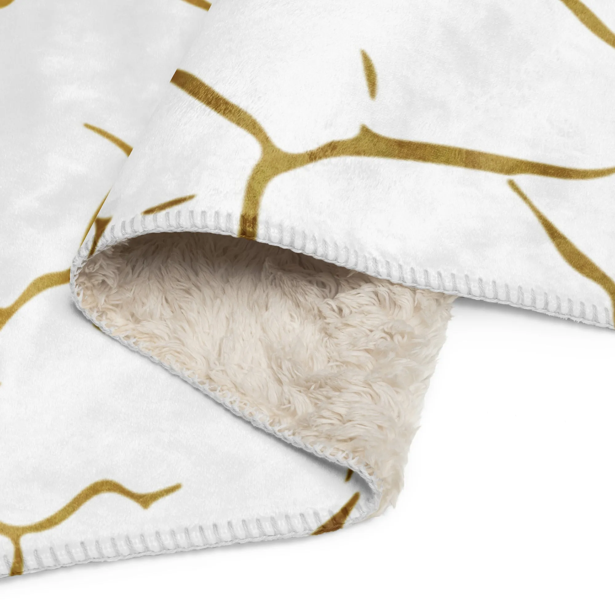 Cozy Gold and White Sherpa blanket lioness-love