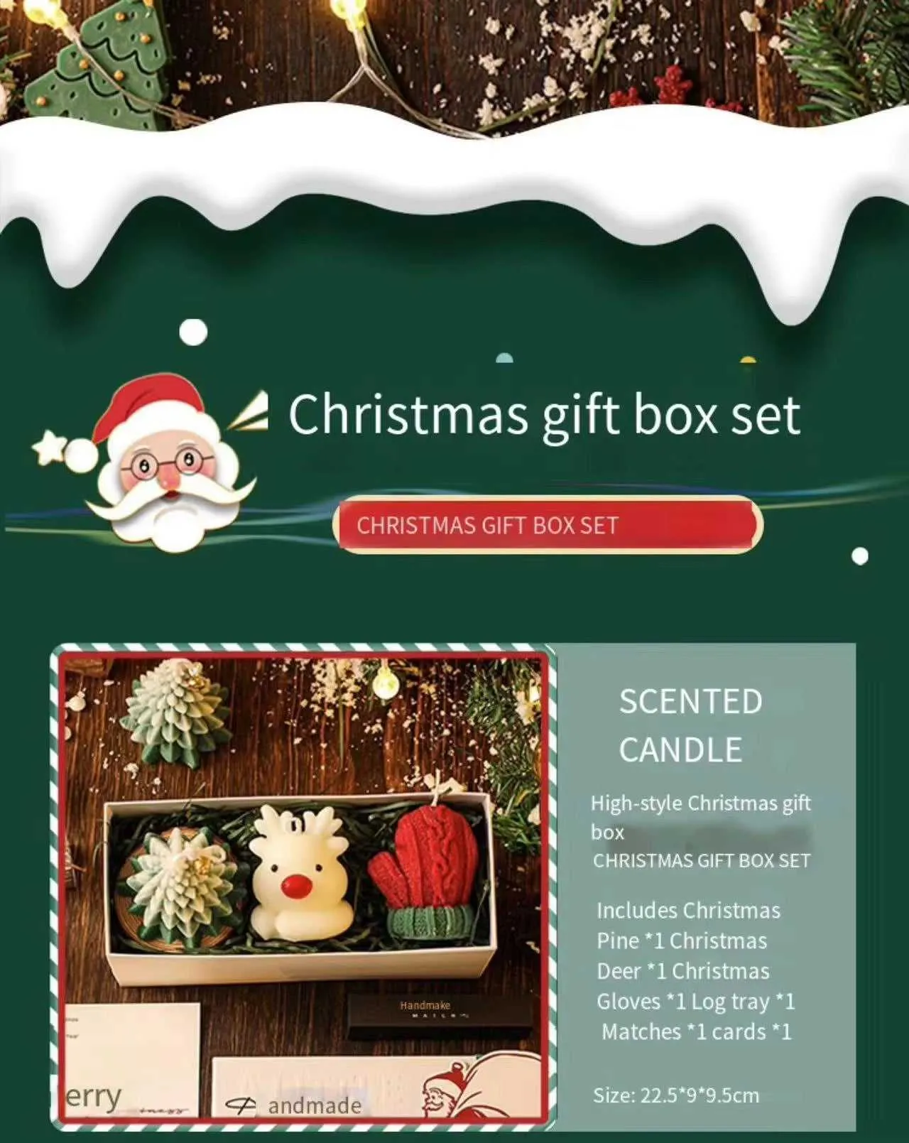 Creative 3-Piece Christmas Handmade Scented Candle Gift Set