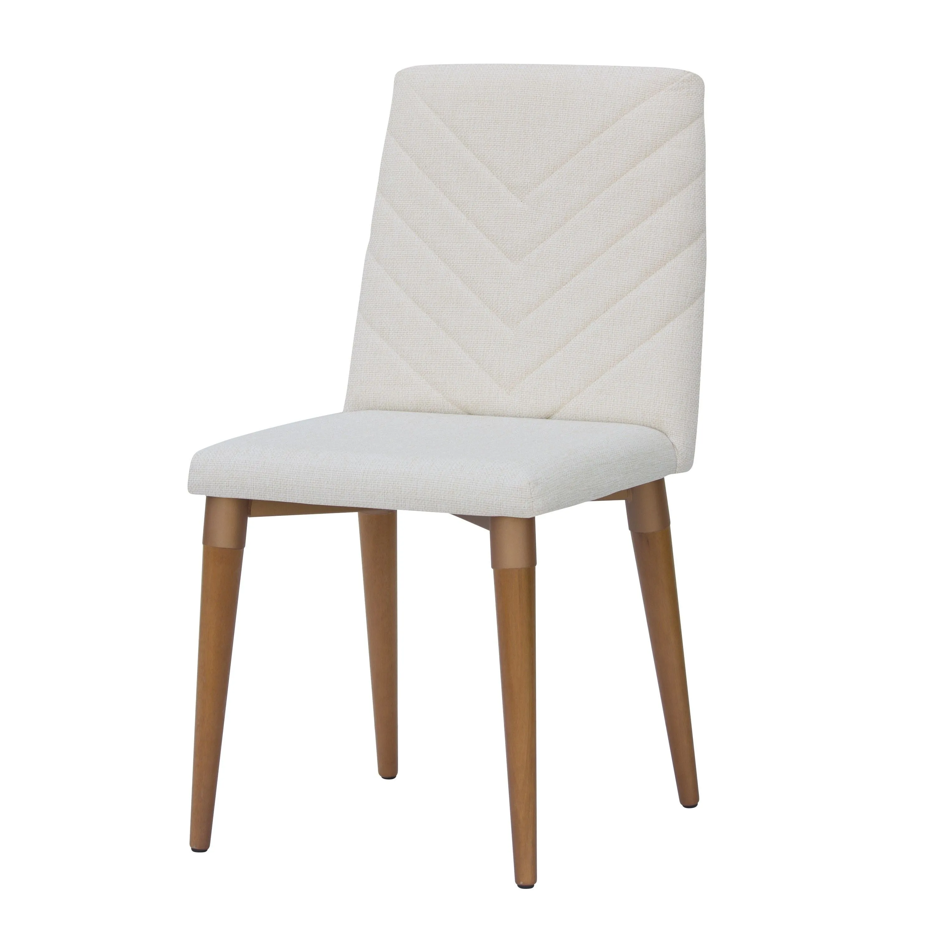 Duffy 62.99 Modern Rectangle Dining Table and Utopia Chevron Dining Chair in Cinnamon Off White and Beige - Set of 7