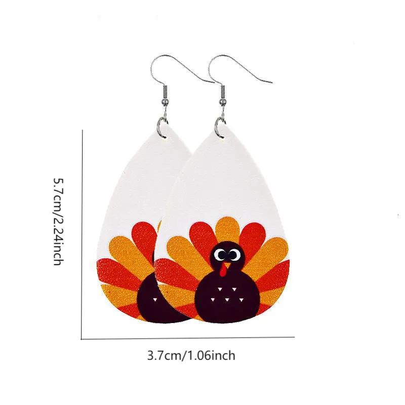 Fall Gingham Pumpkin Faux Leather Drop Ear Bling