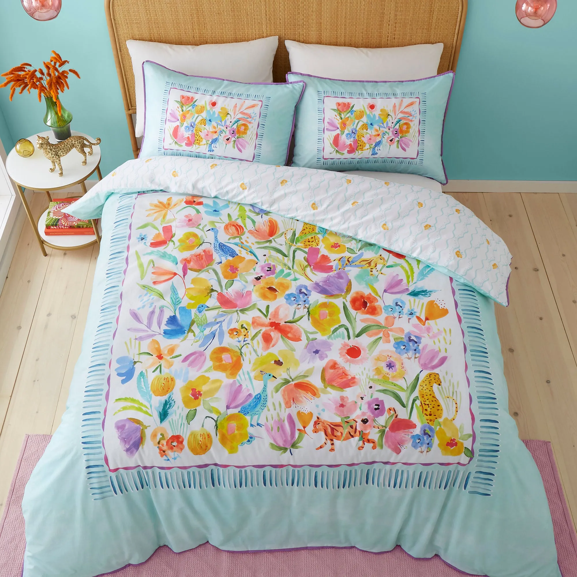 Festival Duvet Cover Set by Appletree Style in Duck Egg