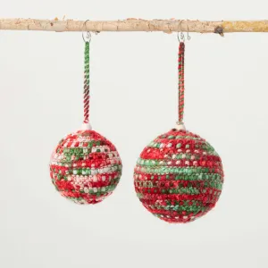 Festive Knit Ball Ornament Set