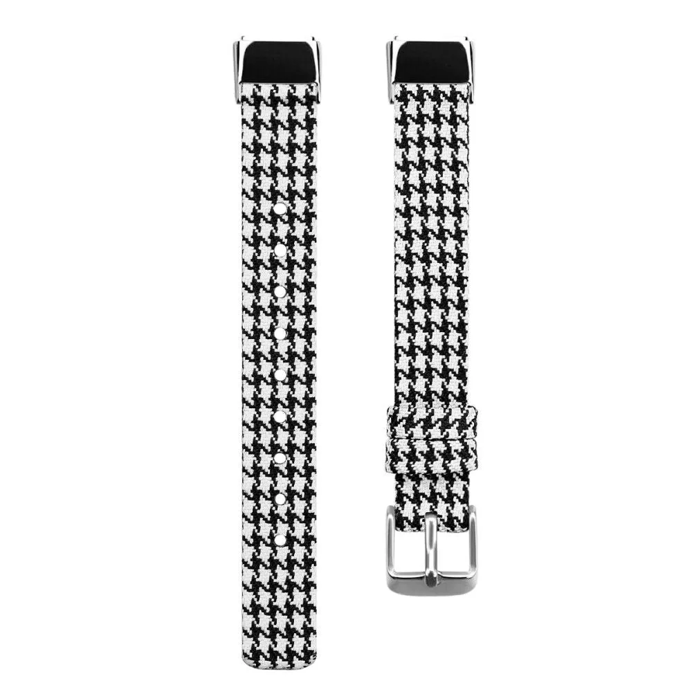 Fitbit Luxe canvas style watch strap - Black / White Grid / Size: L