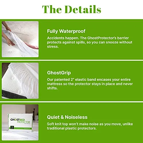 GhostBed Waterproof Mattress Protector & Cover - Noiseless, Lightweight, Breathable & Plastic-Free - Split King