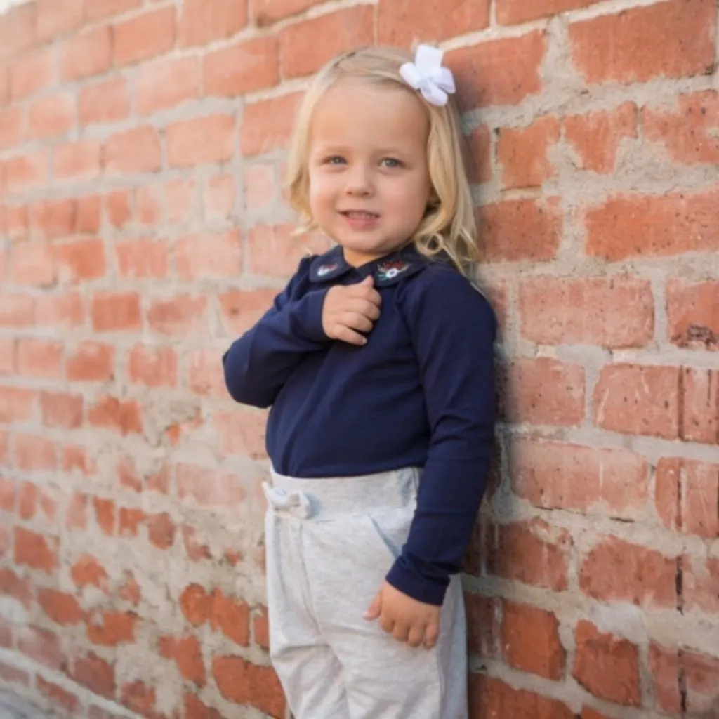 Girl Long Sleeve Peter Pan Collar Blouse