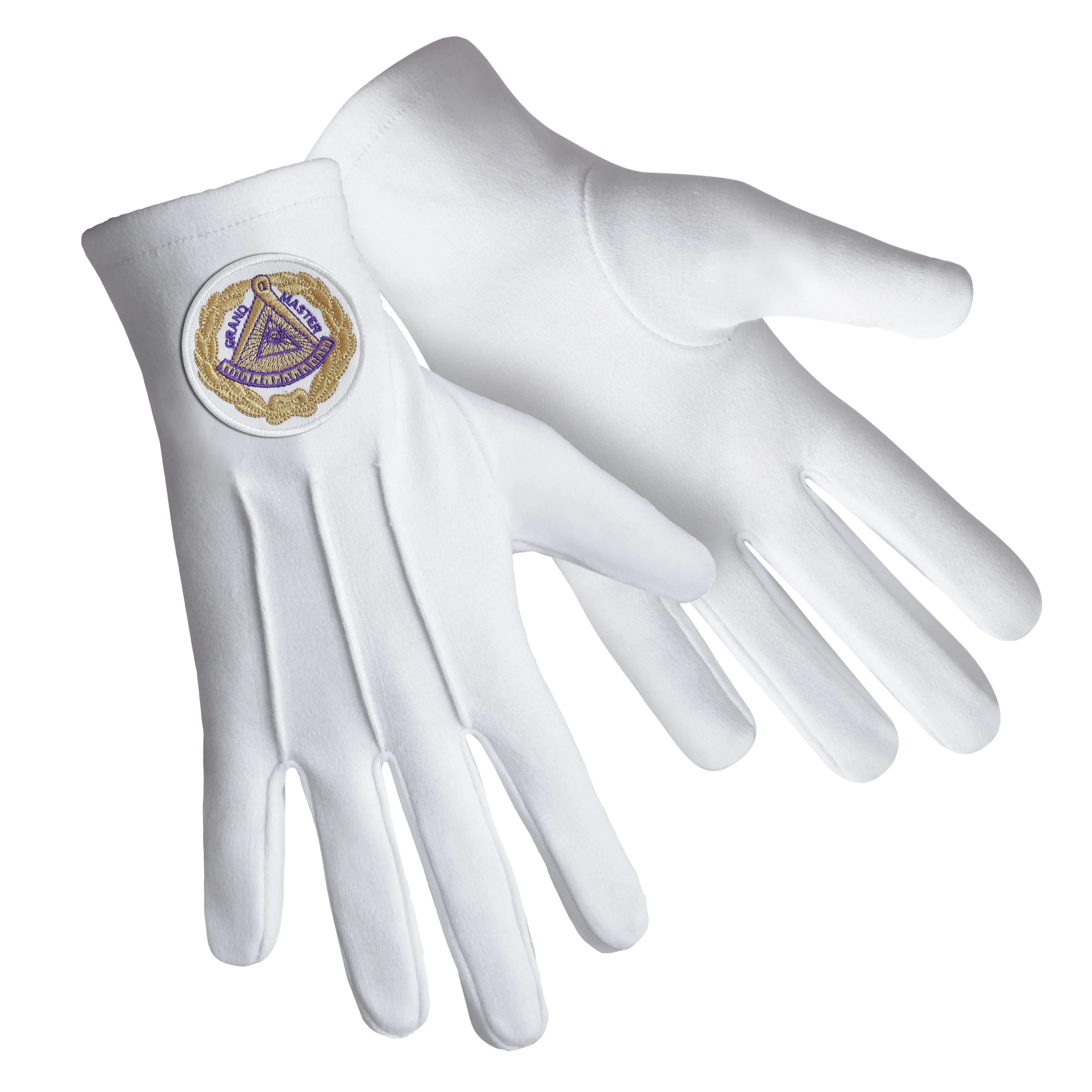 Grand Master Blue Lodge Gloves - Pure Cotton With White Patch