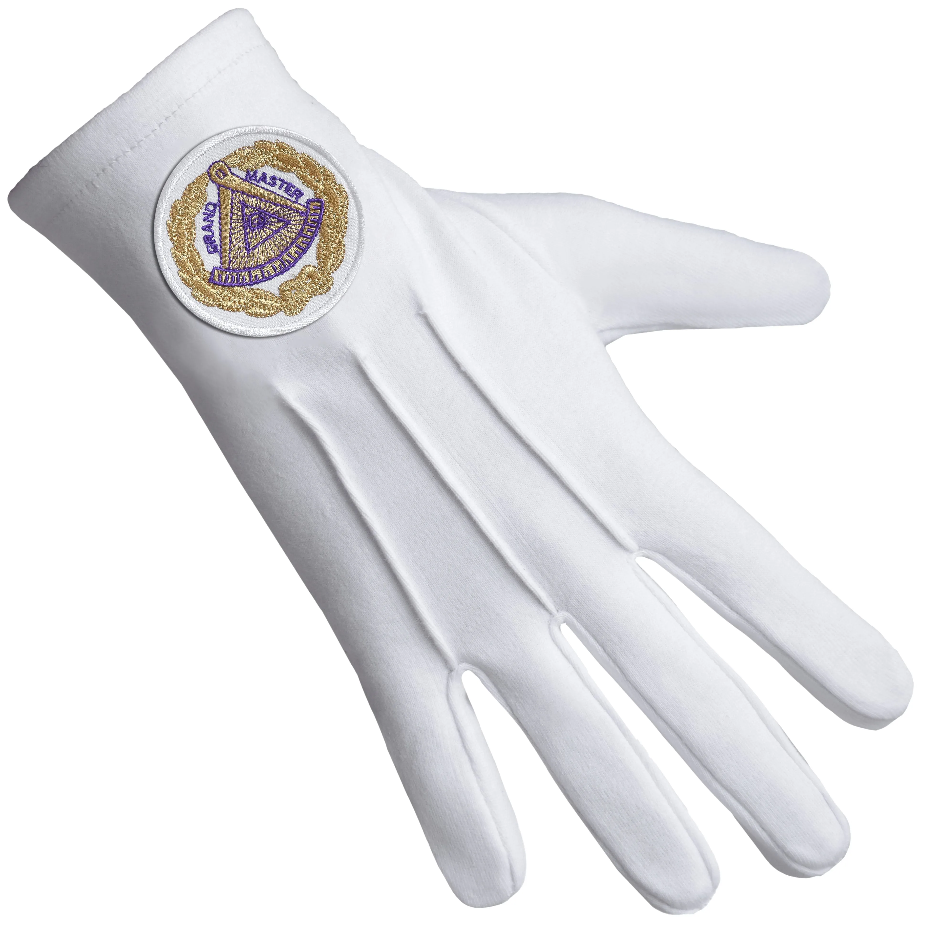 Grand Master Blue Lodge Gloves - Pure Cotton With White Patch