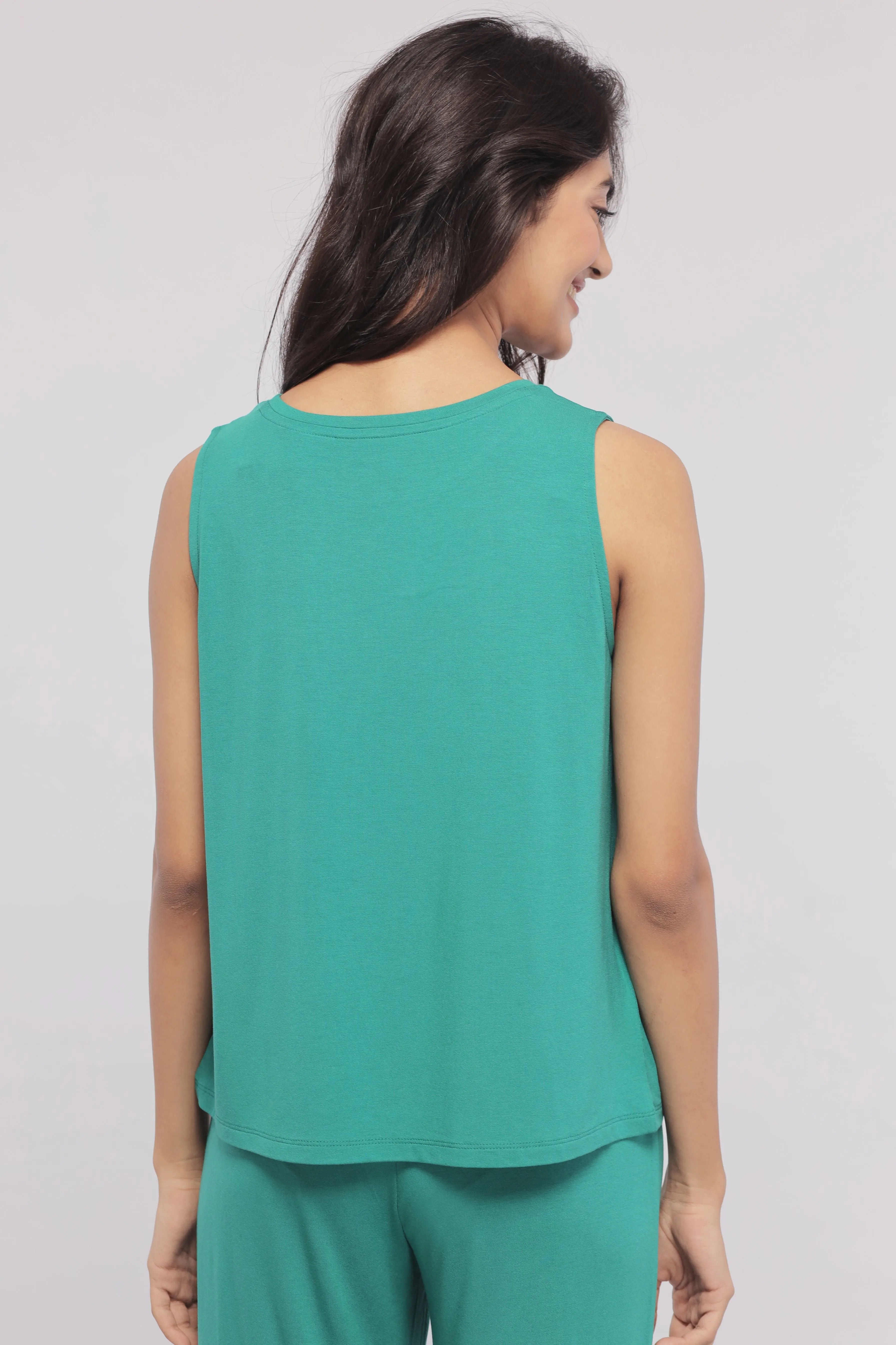 Green Sleeveless Cropped Top