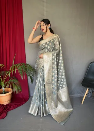 Grey Man Mohini Cotton Muslin Woven Saree