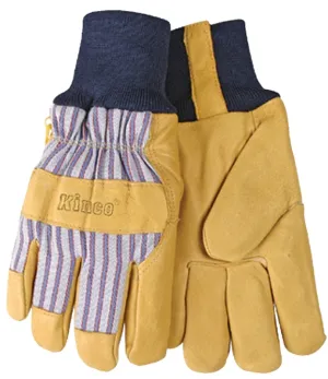 Heatkeep 1927KW-L Protective Gloves, Men's, L, Wing Thumb, Knit Wrist Cuff, Blue/Tan :PR: QUANTITY: 1