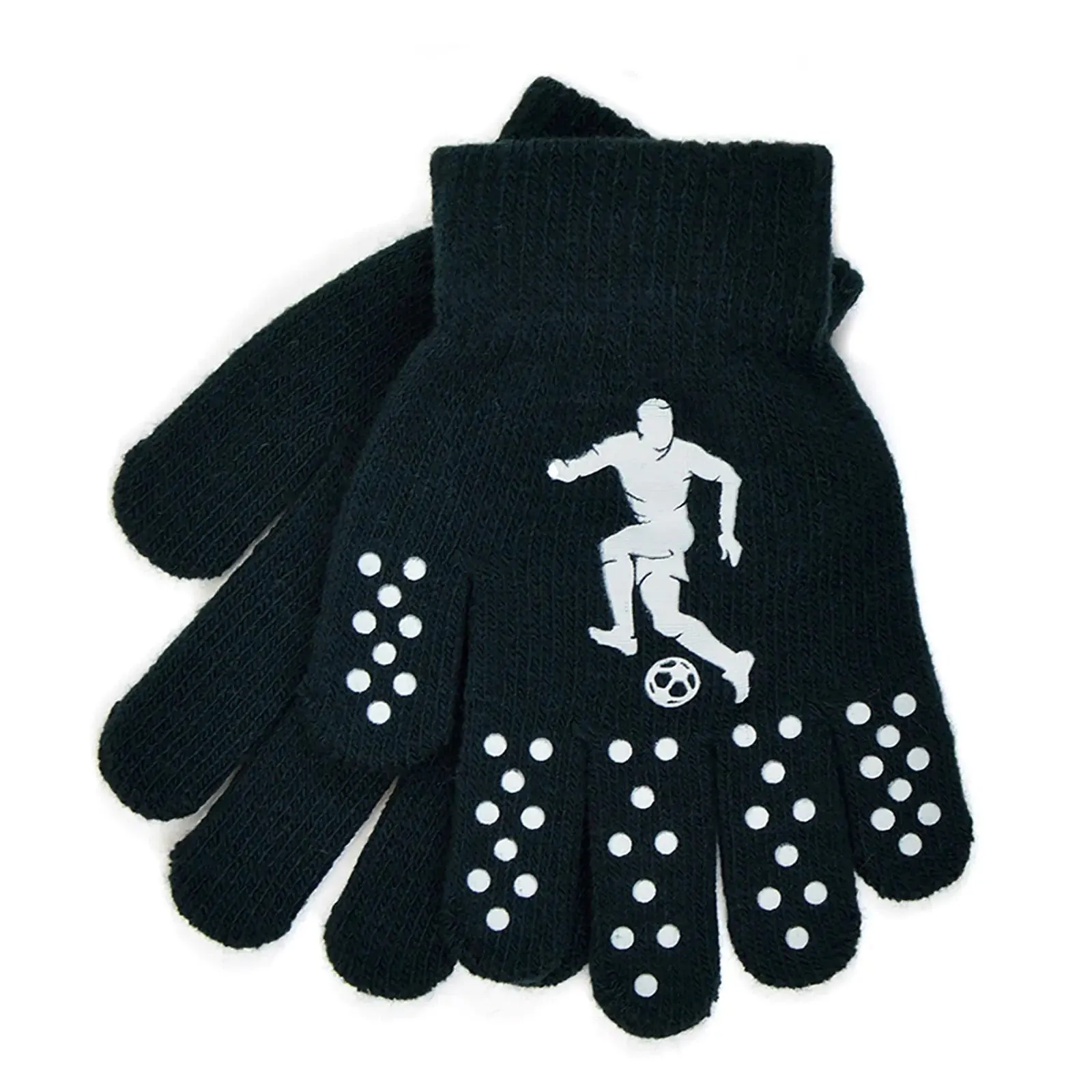 Kids Magic Gloves Football Design Palm Grips Soft Stretch One Size