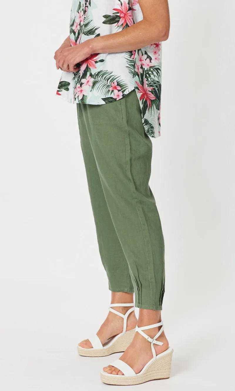 Linen Pant Jersey Waist Khaki