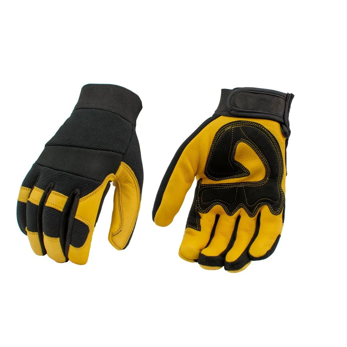 M Boss Motorcycle Apparel BOS37548 Men's Yellow and Black Full Grain