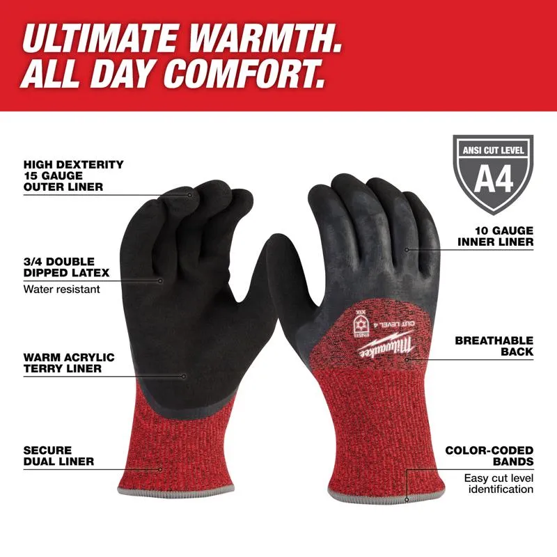 Milwaukee Men's Outdoor Dipped Gloves Black/Red L 1 pair