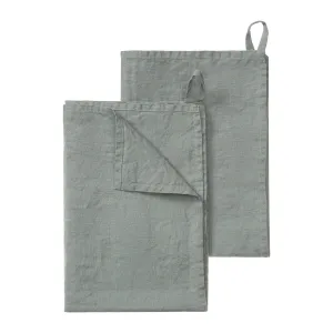 Miral Linen Tea Towel Set [Sage green]