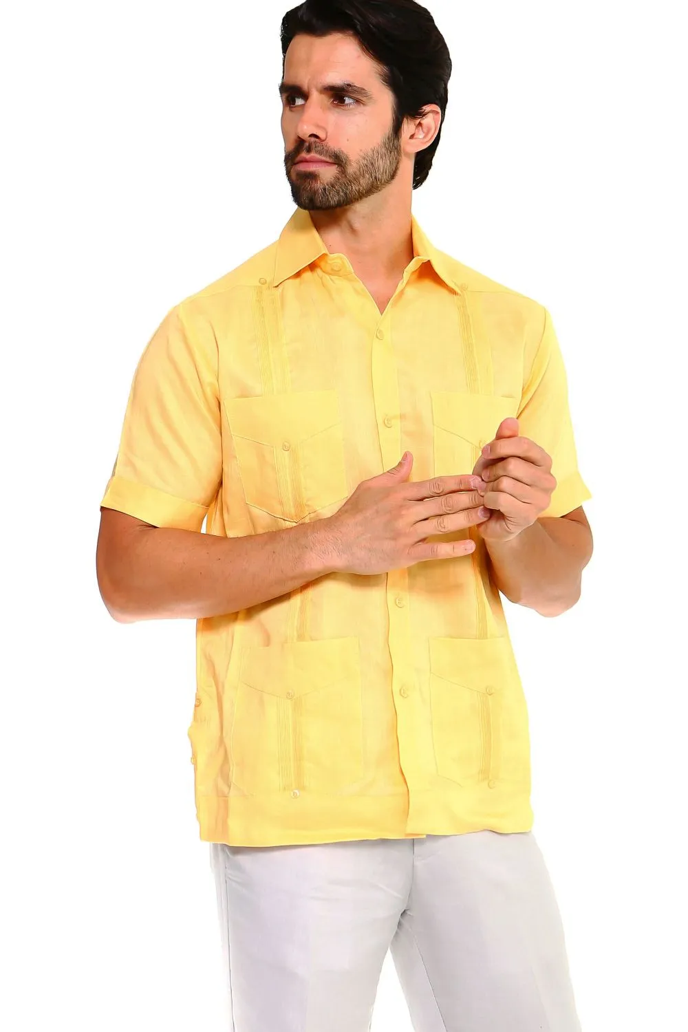 Mojito Collection Big Size Men's Traditional Guayabera Shirt Premium 100% Linen Short Sleeve 3X-8X