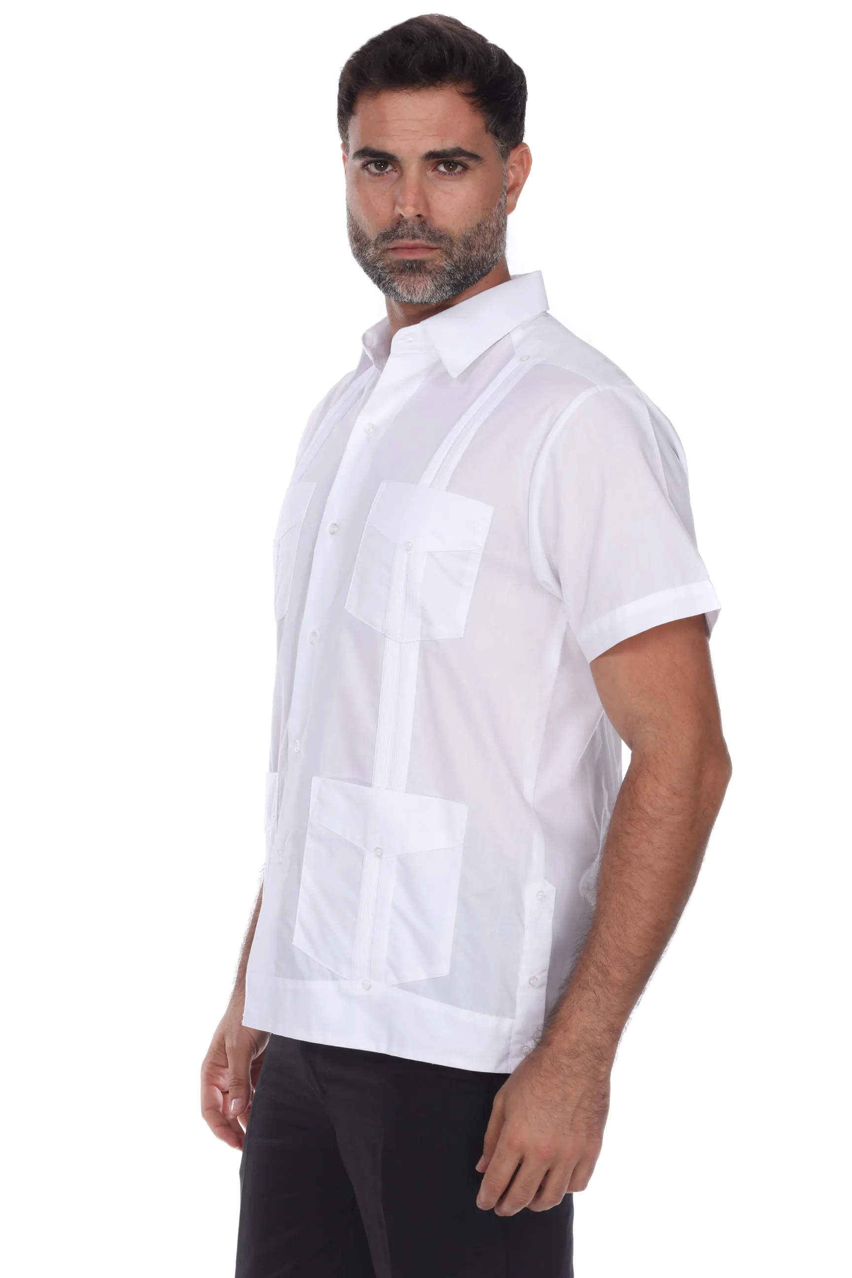 Mojito Collection Men's Traditional Guayabera Shirt Premium 100% Linen Short Sleeve  4 Pocket  Design