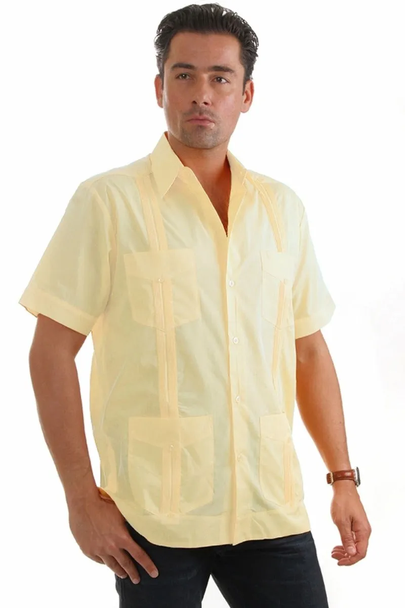 Mojito Collection Men's Traditional Guayabera Shirt Premium 100% Linen Short Sleeve  4 Pocket  Design