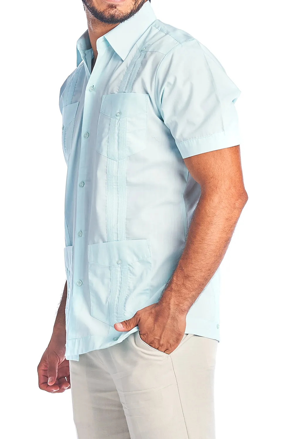 Mojito Collection Men's Traditional Guayabera Shirt Premium 100% Linen Short Sleeve  4 Pocket  Design