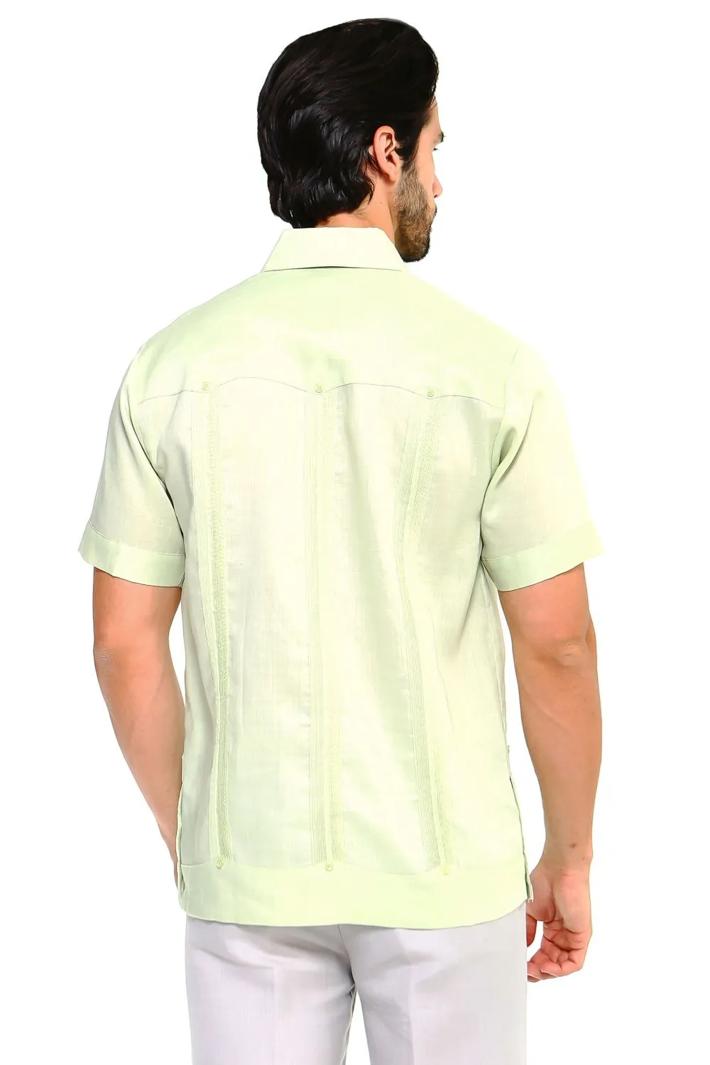 Mojito Collection Men's Traditional Guayabera Shirt Premium 100% Linen Short Sleeve  4 Pocket  Design