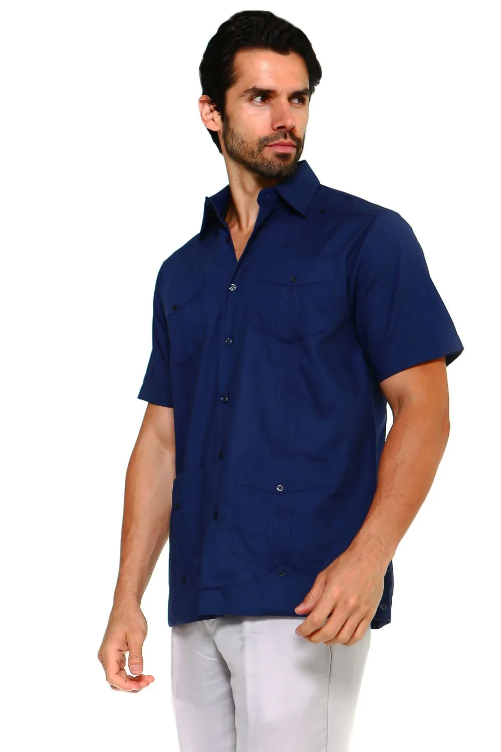 Mojito Collection Men's Traditional Guayabera Shirt Premium 100% Linen Short Sleeve  4 Pocket  Design