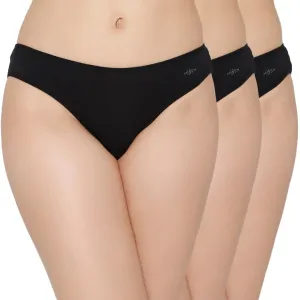 Mush Womens Ultra Soft Bamboo Modal Bikini Brief || Breathable Panties || Anti-Odor, Seamless, Anti Microbial Innerwear (L - Pack of 3, Black Color)