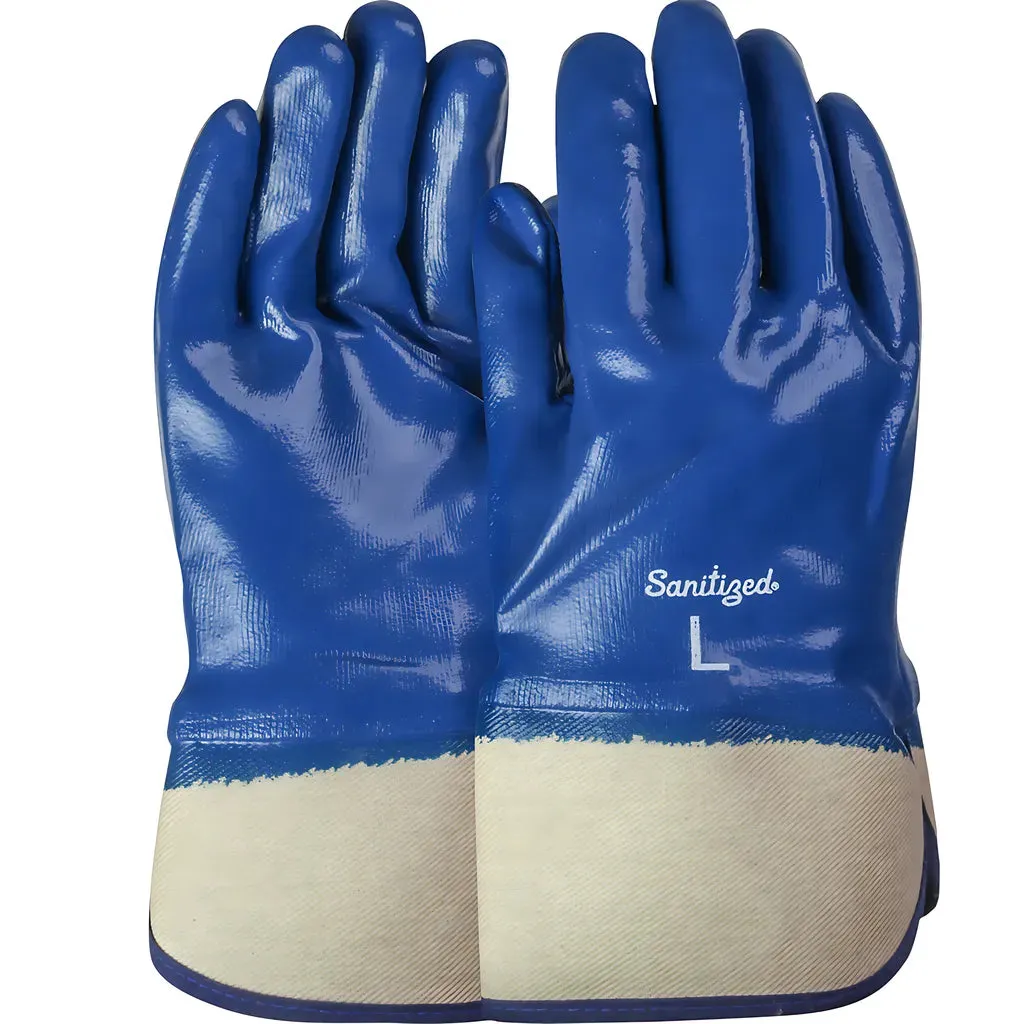 PIP 56-3154/L Nitrile Dipped Glove with Jersey Liner and Smooth Finish on Full Hand - Plasticized Safety Cuff