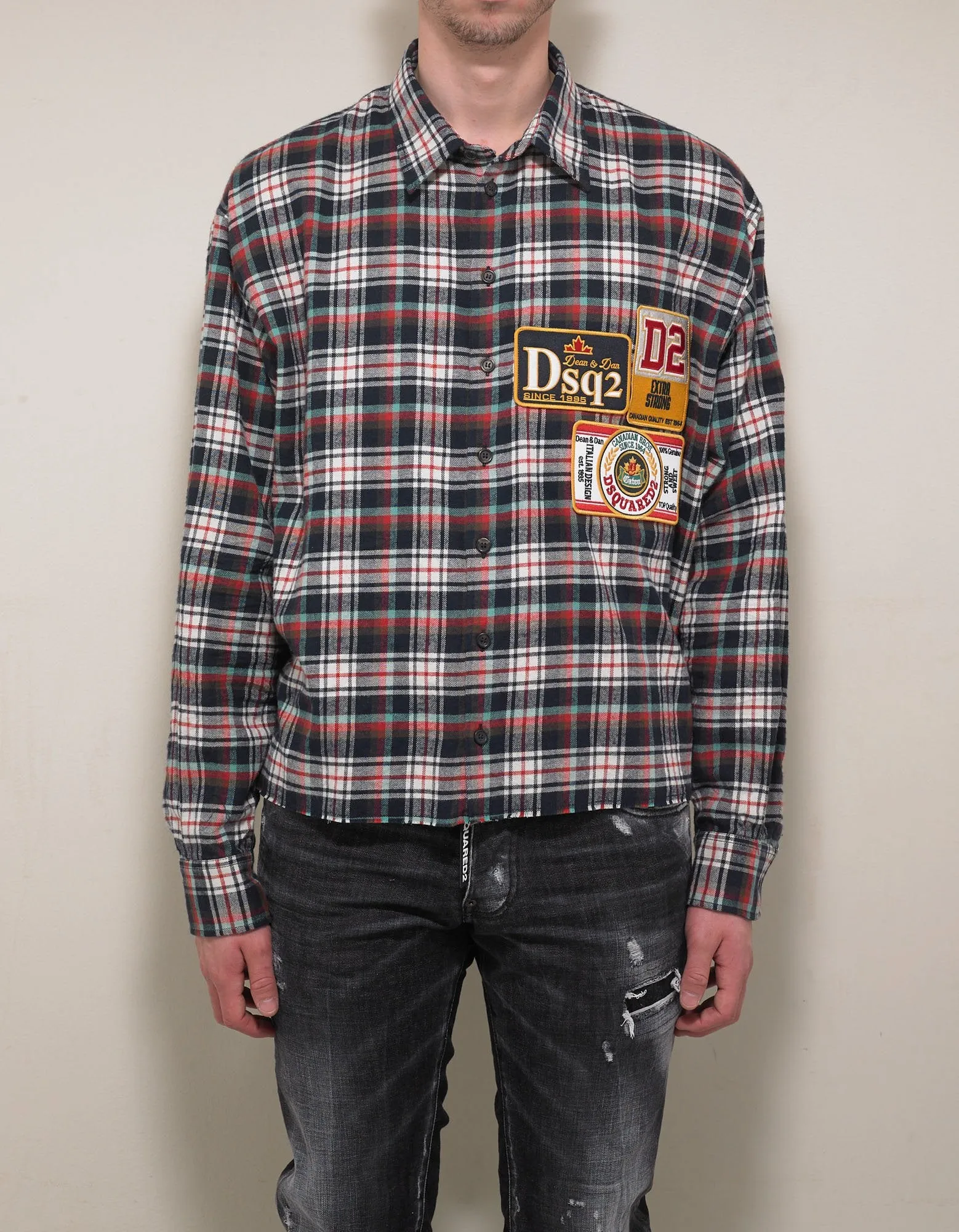 Plaid Shirt with Badges