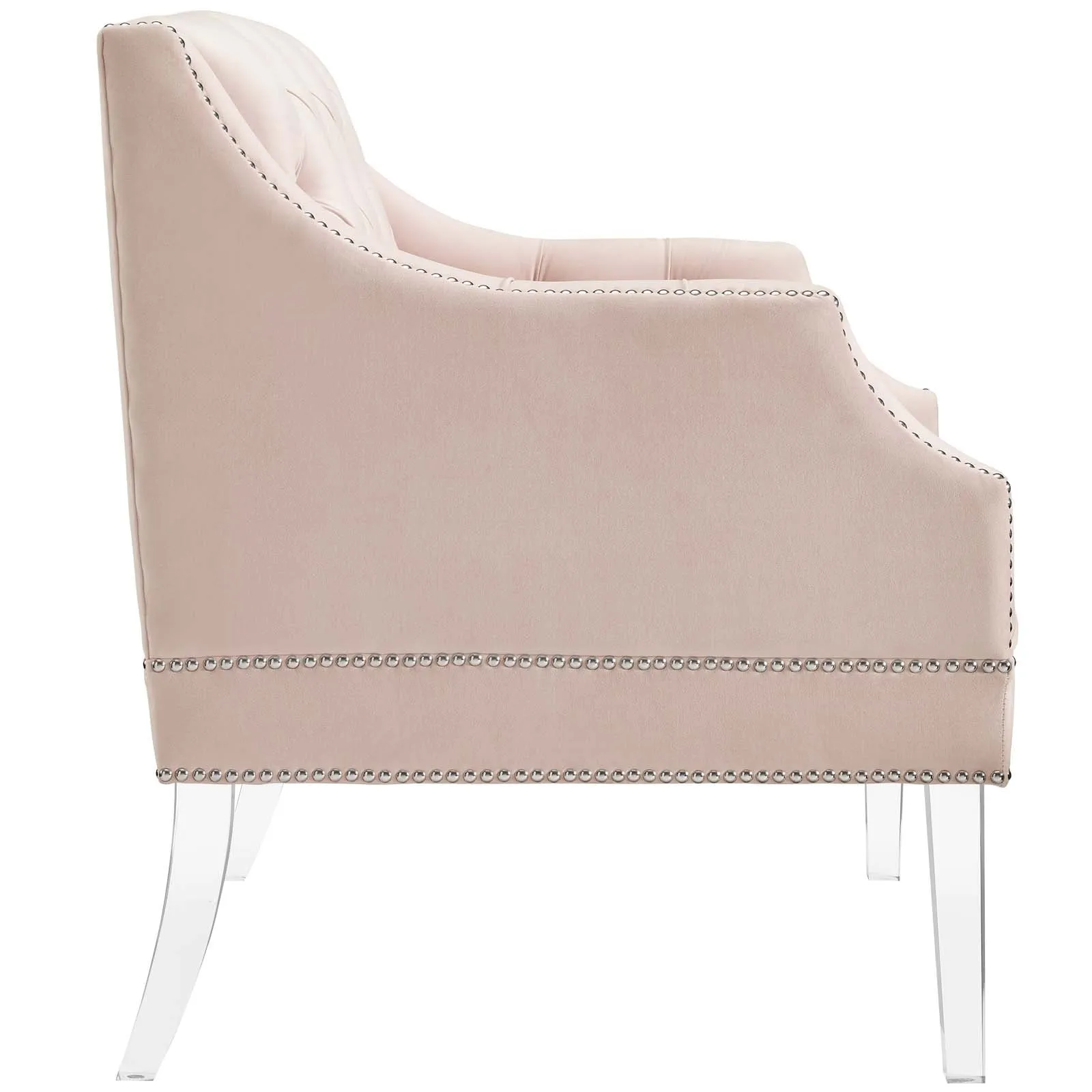 Proverbial Tufted Button Accent Performance Velvet Armchair - Modern Back Support Lounge Chair