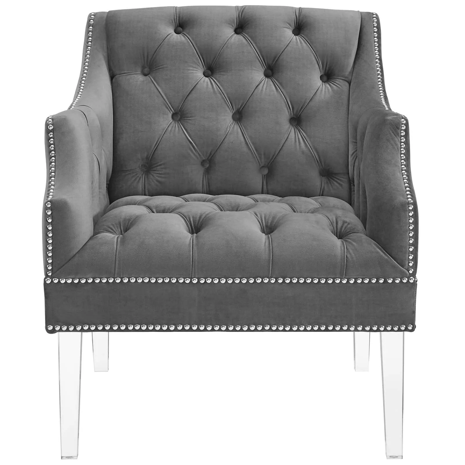 Proverbial Tufted Button Accent Performance Velvet Armchair - Modern Back Support Lounge Chair