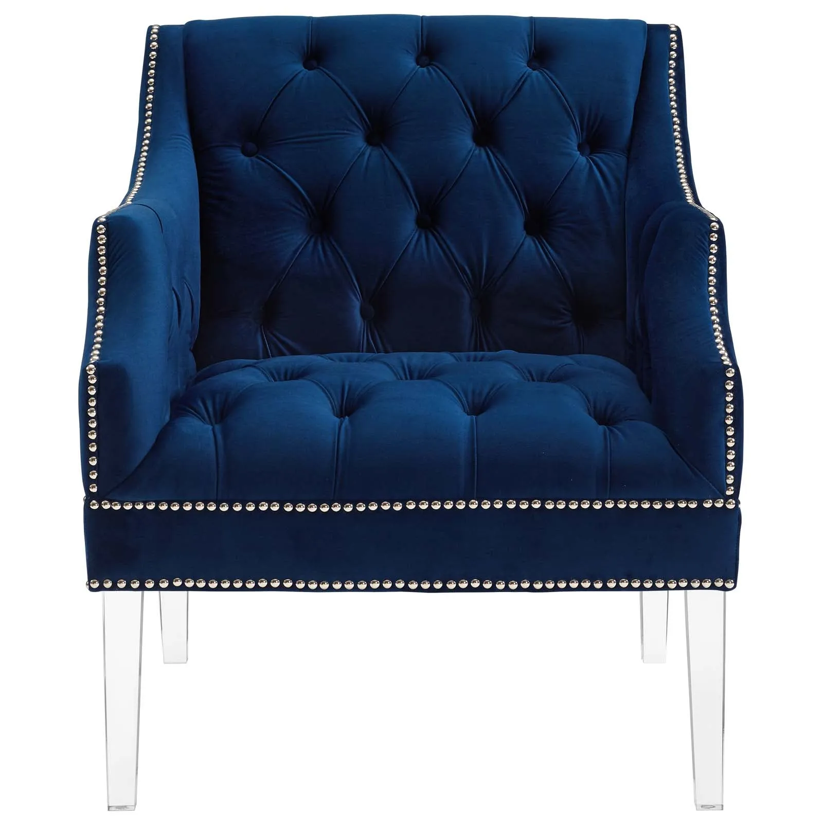 Proverbial Tufted Button Accent Performance Velvet Armchair - Modern Back Support Lounge Chair